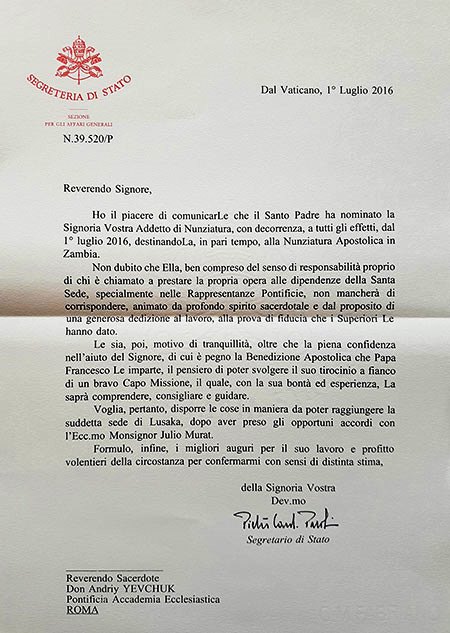 Папа Франциск номінував священика УГКЦ